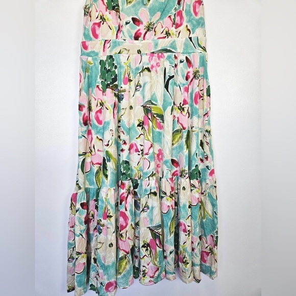 Torrid Midi Super Soft Tie Front Floral Sleeveless Dress - Picture 8 of 11